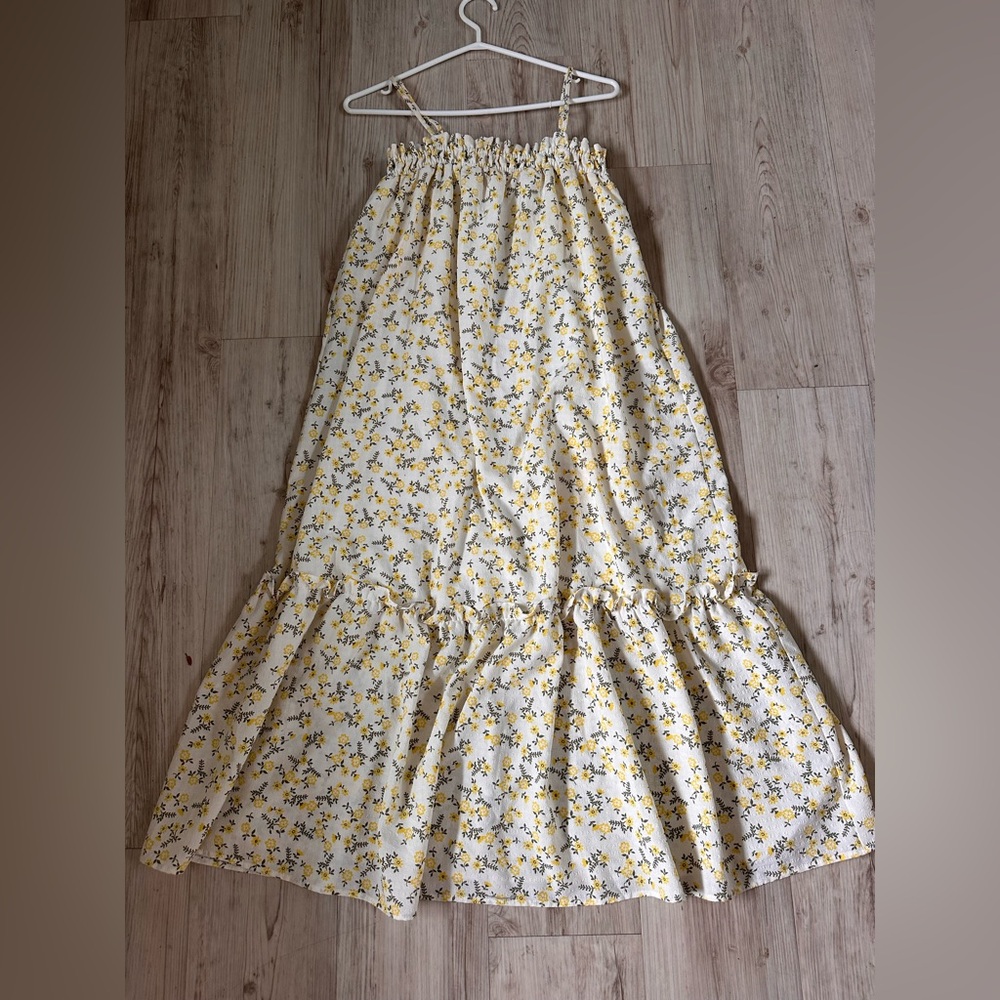 Blu Pepper long maxi dress with little yellow flowers in small